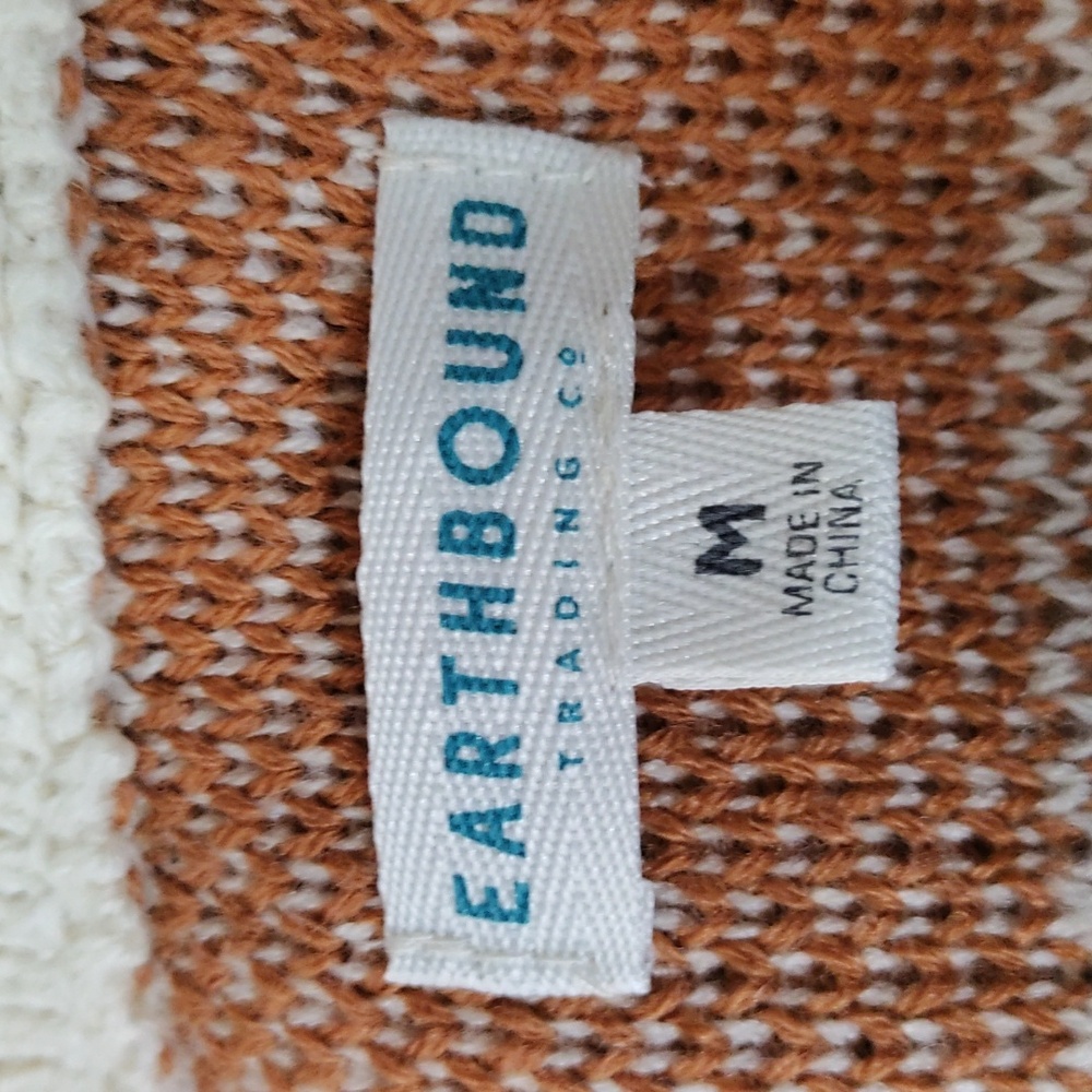 05112 Earthbound cream & rust block print ying & yang cardigan M - Picture 10 of 11